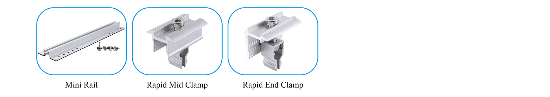 Mid clamp and end clamp for mini rail