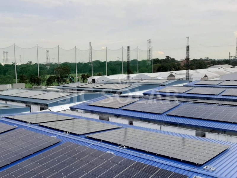 Bumbung logam kepingan trapezoid solar 600KW di Singapore