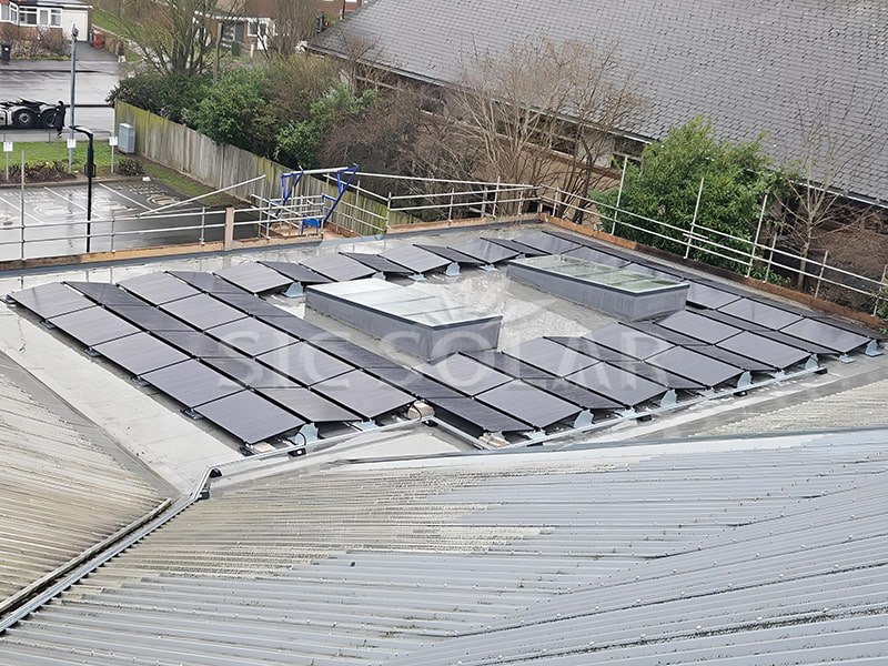 30KW Flat Roofs Ballast Pemasangan Panel Suria Di England